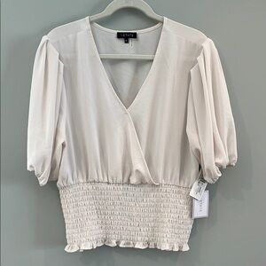 State Women's Cream V-Neck Top